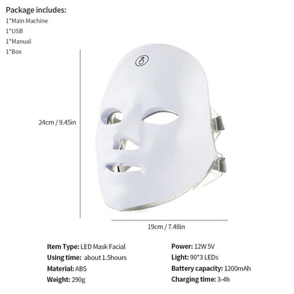 Red Light Therapy Facial Mask (+7 Beneficial Colors)