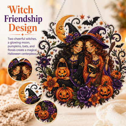 🔥Last Day 49% OFF - 🧙‍♀️🎃Halloween Witch Friendship Diamond Art Window Suncatcher