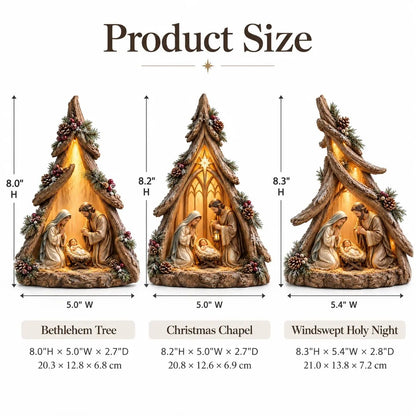 🎄✨ Old-World Lighted Nativity Trees – Warm Vintage Glow & Meaningful Christmas Décor ✝️🏡💛