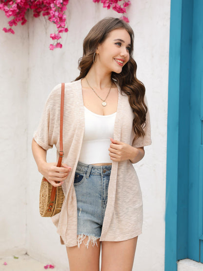 🔥Women's Lightweight Short Sleeve Knit Cardigan, Summer Beach Open Front Cover Up