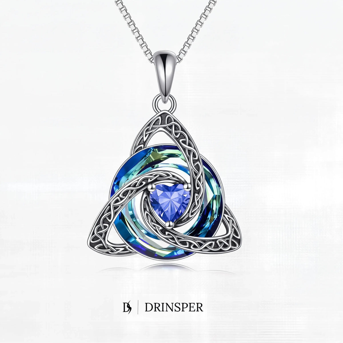 ✝️✨ Birthstone Celtic Trinity Knot Necklace – Meaningful Silver-Plated Crystal Jewelry Gift 💎❤️