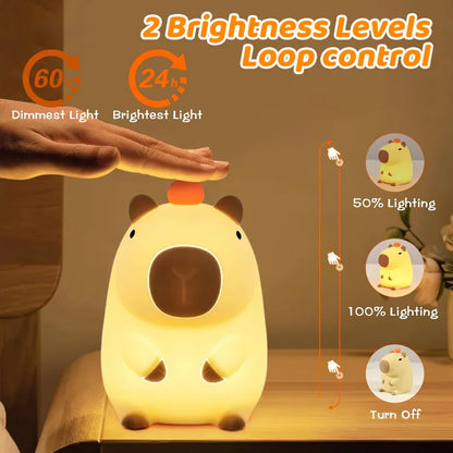 🐹✨ Silicone Capybara Night Light – Cute, Soft Glow & Cozy Bedside Decor 🌙💛