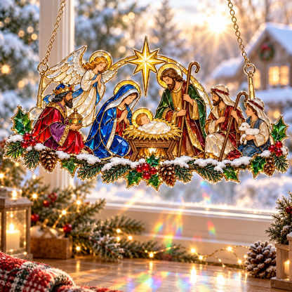 🎄✨ Whimsical Winter Suncatchers – 10 Shatterproof Stained-Glass Style Window Hangings! 🌟🏠