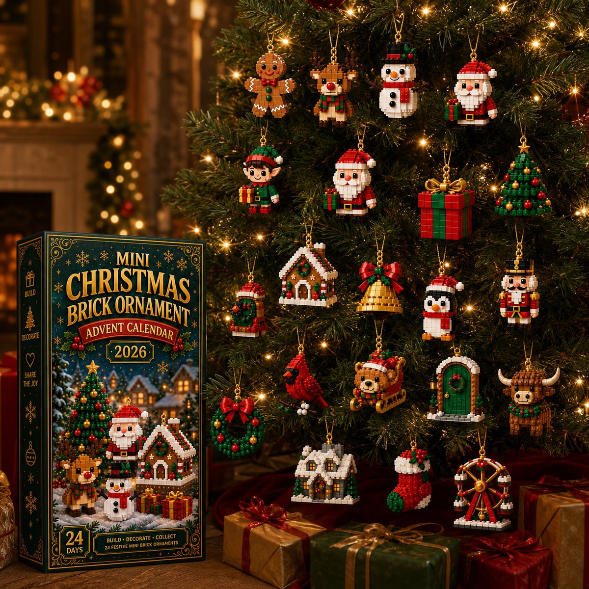 ⏳ Last day to save 50% – 🎄 Mini-Brick Christmas Ornament Advent Calendar | 24 unique festive buildable designs 🧱