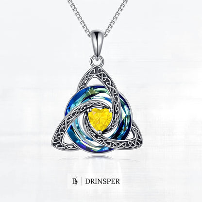 ✝️✨ Birthstone Celtic Trinity Knot Necklace – Meaningful Silver-Plated Crystal Jewelry Gift 💎❤️