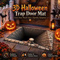 💀3D Illusion Skull Pit Mat – Halloween Area Rug with Skeleton Crawling Out of a Hole
