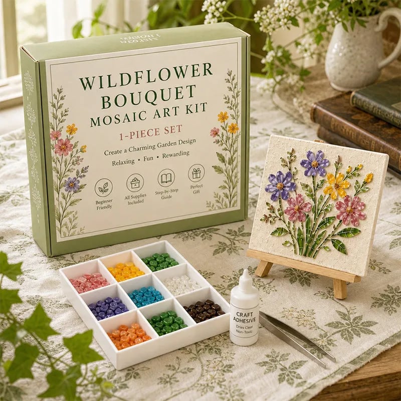 🔥 Last Day 49% OFF - 🌿 Watering Can Mosaic Art Kit | Beginner-Friendly Floral DIY Craft with Vibrant Mosaic Beads & Sturdy Display Base ✨