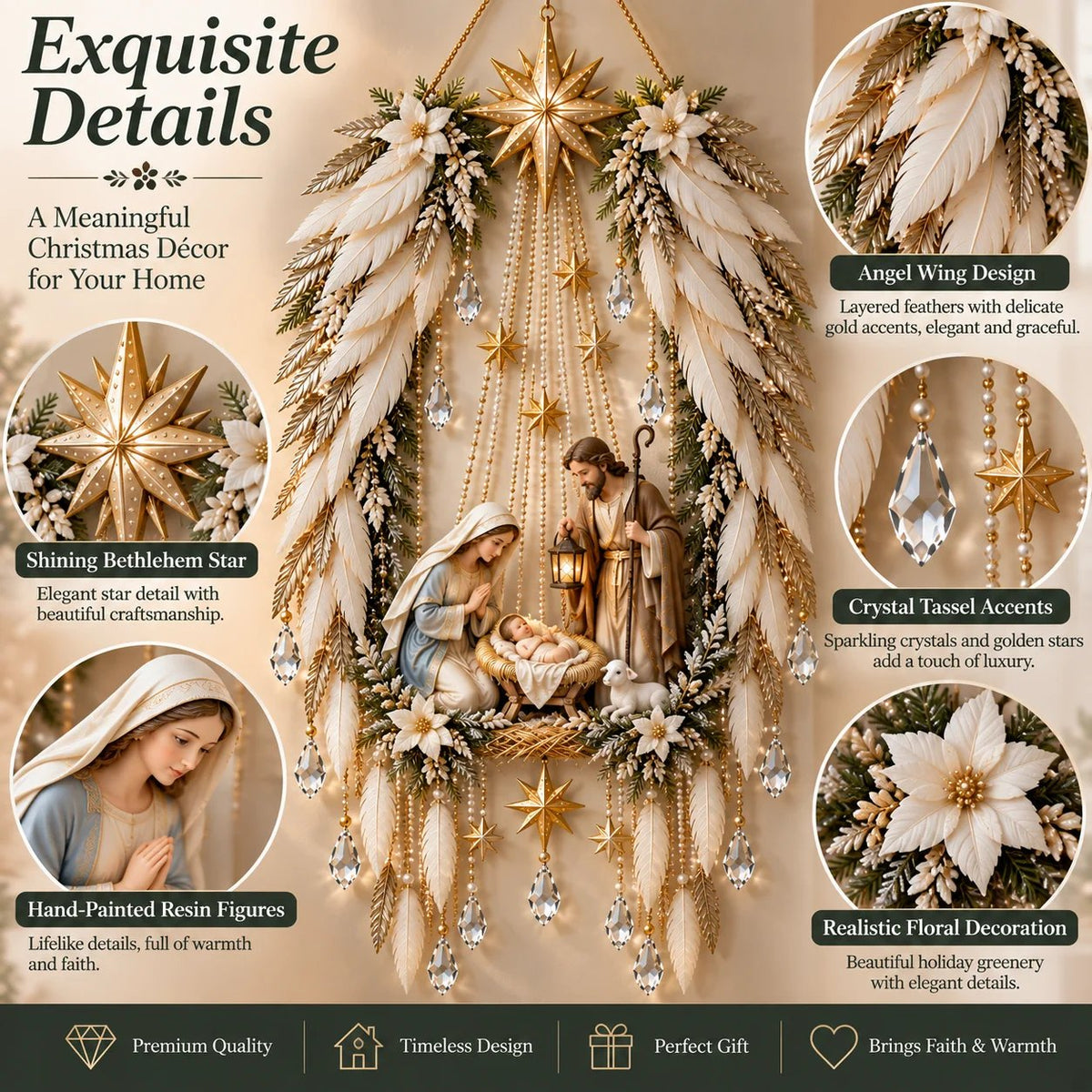 👼 Heavenly Angel Wings Nativity Light✨ – Lighted Christmas Wall Decor  ✈️