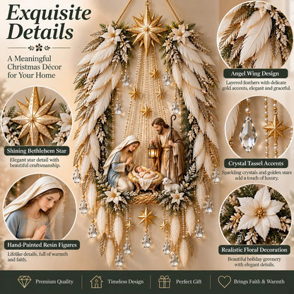 👼 Heavenly Angel Wings Nativity Light✨ – Lighted Christmas Wall Decor  ✈️