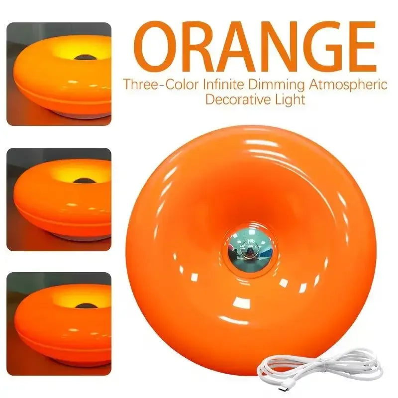 🍊🍩 Retro Acrylic Orange Donut Wall Lamp | Cozy RGB Glow