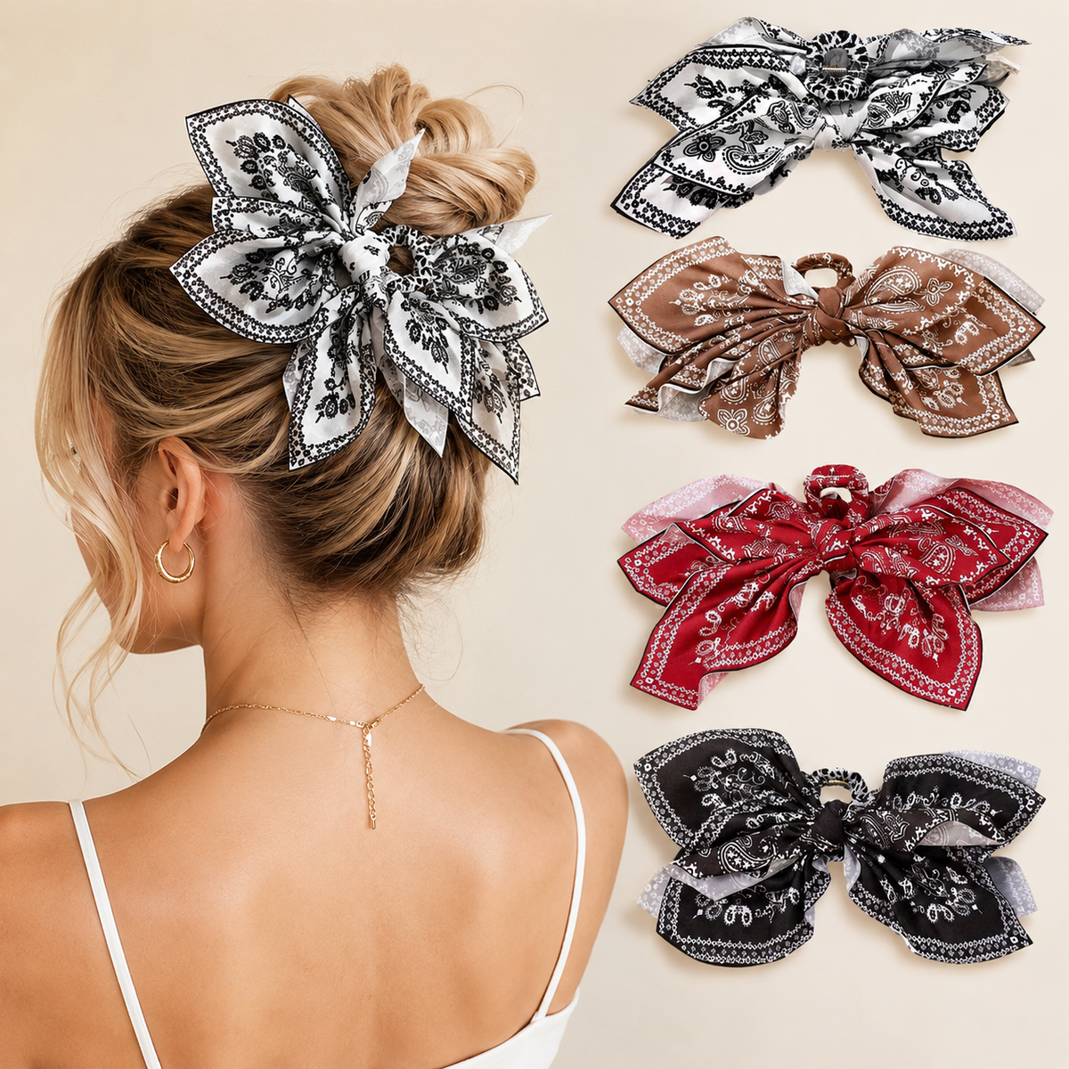 🎀Vintage Paisley Bow Hair Claw Clip