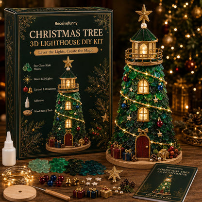 🎄✨DIY Lighted Christmas Lighthouse Kit Handmade Sea Glass Craft Gift💕