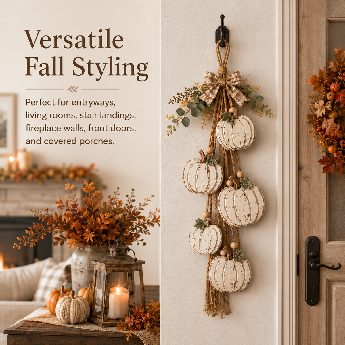 🎃✨ Rustic Pumpkin Door Hanging for Cozy Fall Decor 🍂