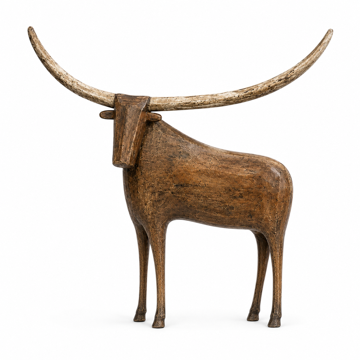 🐂✨ Vintage Longhorn Bull Sculpture – Rustic Western Charm & Bold Home Decor 🤠🏡