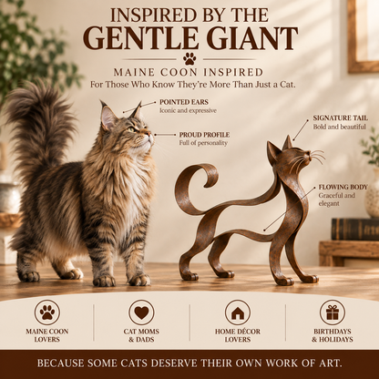 📣 50% OFF Today!-🐱 Maine Coon-style metal cat sculpture