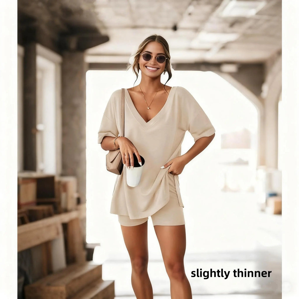 🌞 Women's Casual V-Neck Two-Piece Set for Summer
