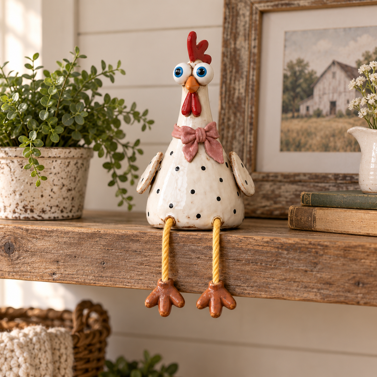 Rustic Chicken Family Figurine Collection - Cute Farmhouse Chicken Decor