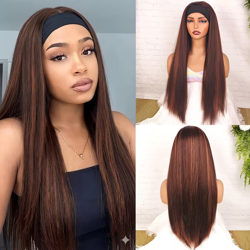 Ice Silk Headband Wig-100% Human Hair, Real Look