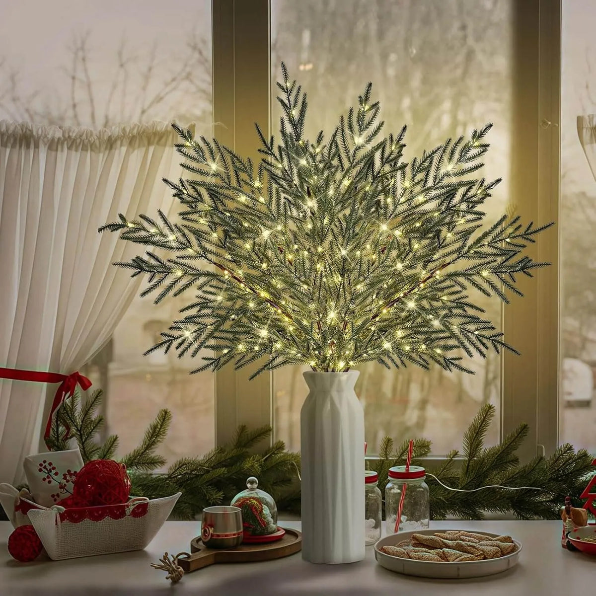 🎄 35" Christmas Lighted Norfolk Pine Branches