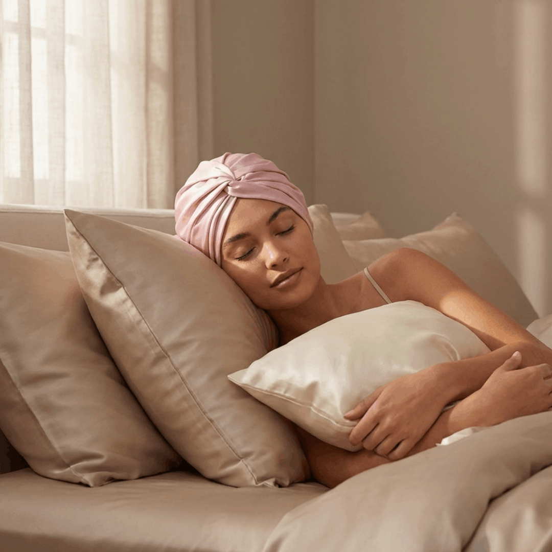 Luxury Satin Sleep Turban- Double Lined 19 Momme Silk Turban