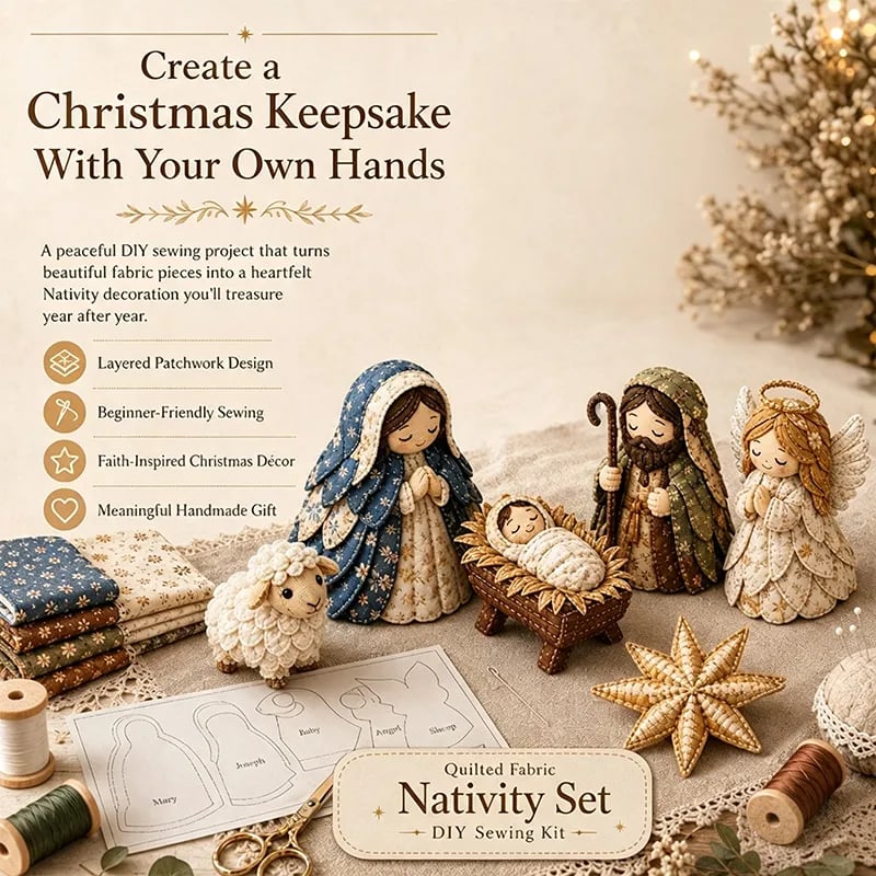 ✨ DIY Patchwork Nativity Scene Sewing Kit
