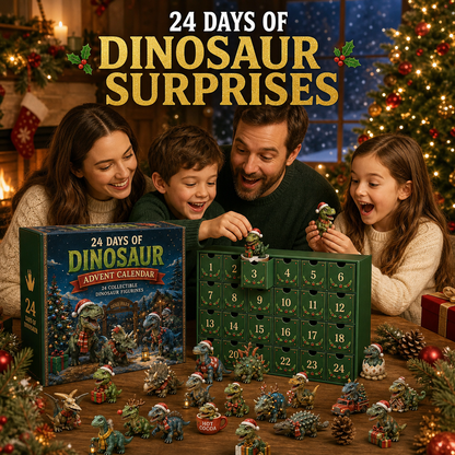 🦖24 Days of Dinosaur Christmas Advent Calendar – 24 Collectible Dino Figurines Holiday Surprises