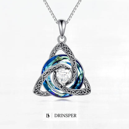 ✝️✨ Birthstone Celtic Trinity Knot Necklace – Meaningful Silver-Plated Crystal Jewelry Gift 💎❤️