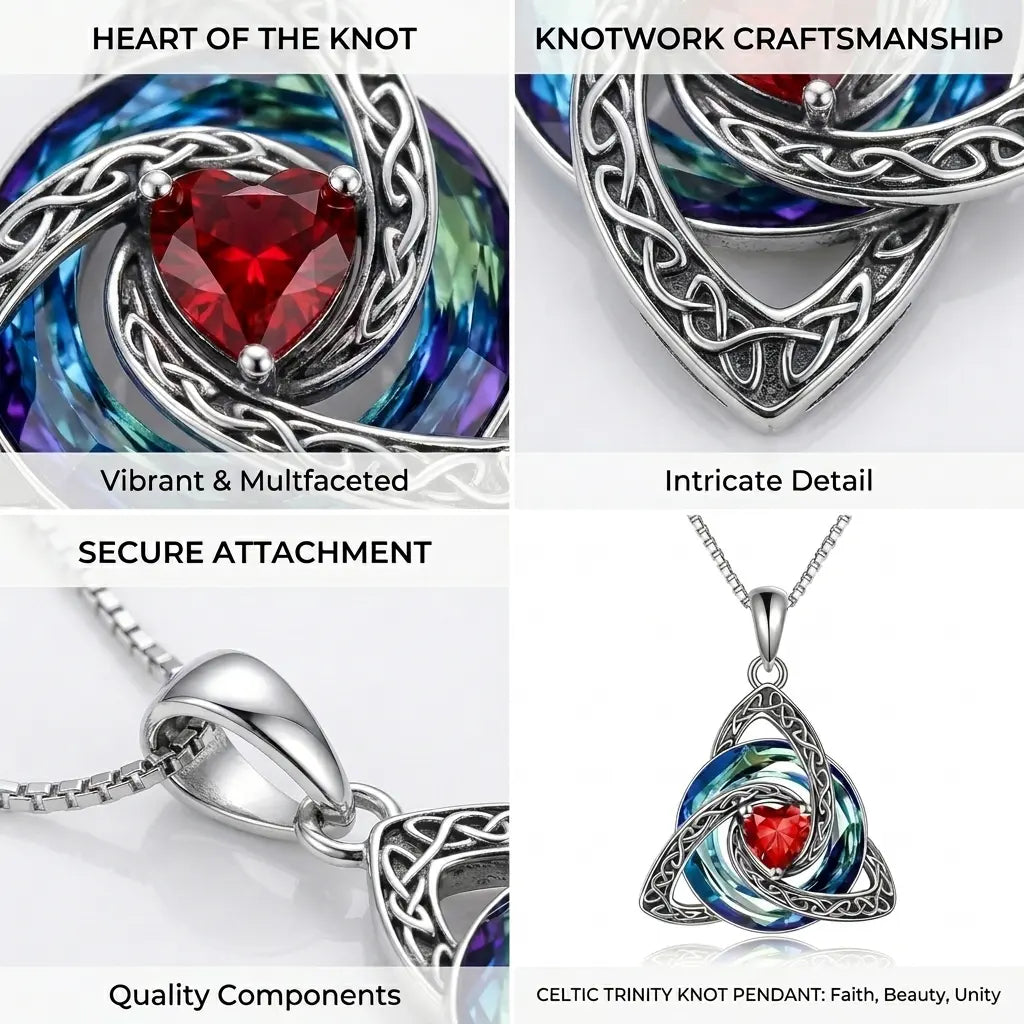 ✝️✨ Birthstone Celtic Trinity Knot Necklace – Meaningful Silver-Plated Crystal Jewelry Gift 💎❤️