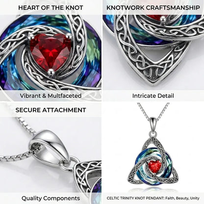 ✝️✨ Birthstone Celtic Trinity Knot Necklace – Meaningful Silver-Plated Crystal Jewelry Gift 💎❤️