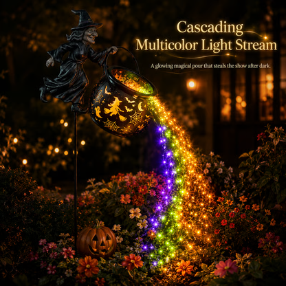 🧙‍♀️✨ Halloween Witch Cauldron Light – Spooky Garden Glow for a Magical Night 🎃🕯️