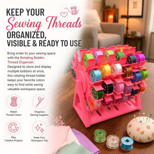 🔥 Last Day 49% OFF - 🧵 360° Rotating Bobbin Organizer – Holds 60 A-Size Bobbins