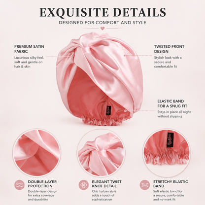 Luxury Satin Sleep Turban- Double Lined 19 Momme Silk Turban