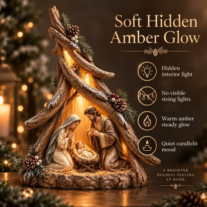🎄✨ Old-World Lighted Nativity Trees – Warm Vintage Glow & Meaningful Christmas Décor ✝️🏡💛