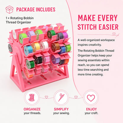 🔥 Last Day 49% OFF - 🧵 360° Rotating Bobbin Organizer – Holds 60 A-Size Bobbins