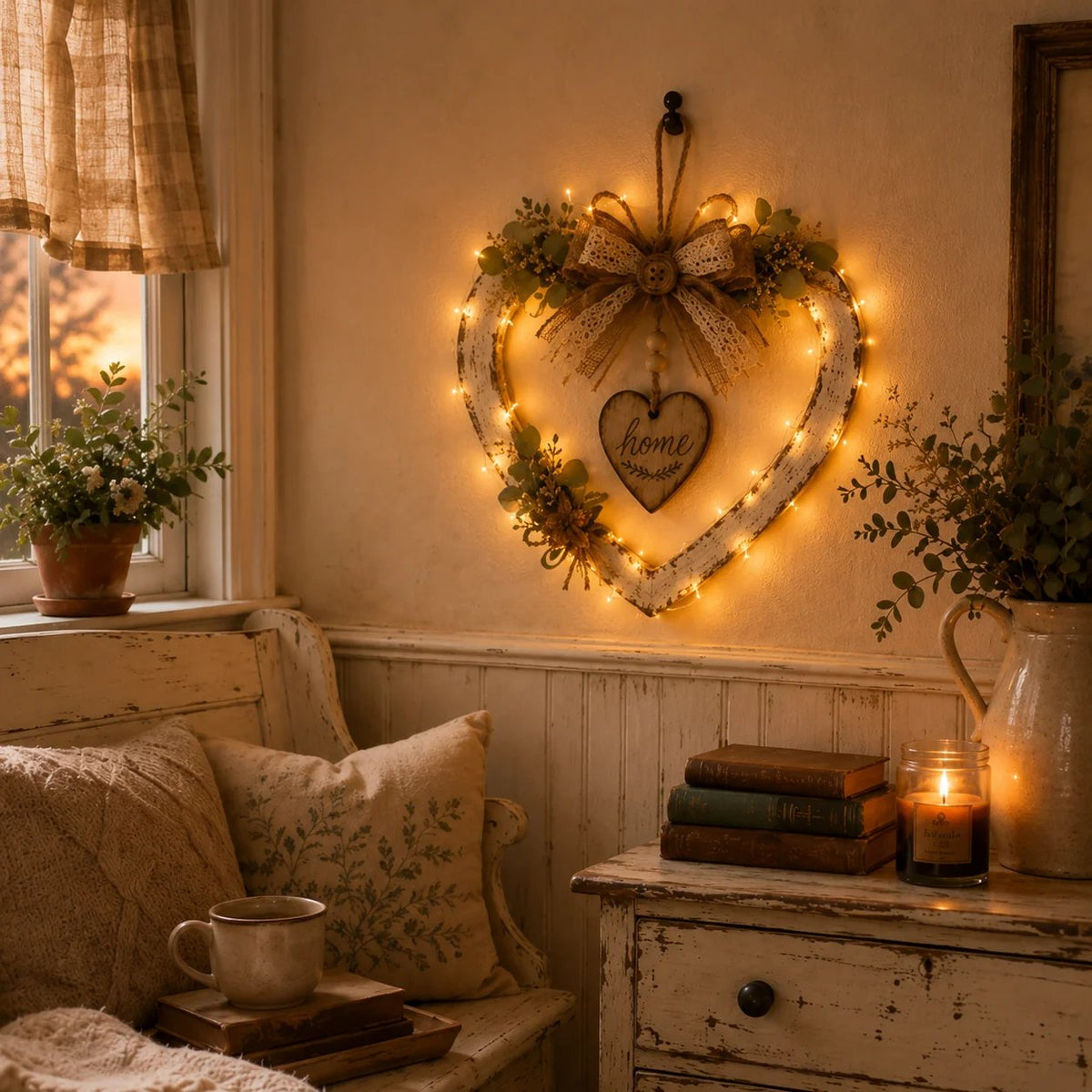 🤎🏡 Rustic Farmhouse Heart Wall Decor – Cozy “Home” Charm for Any Space ✨❤️