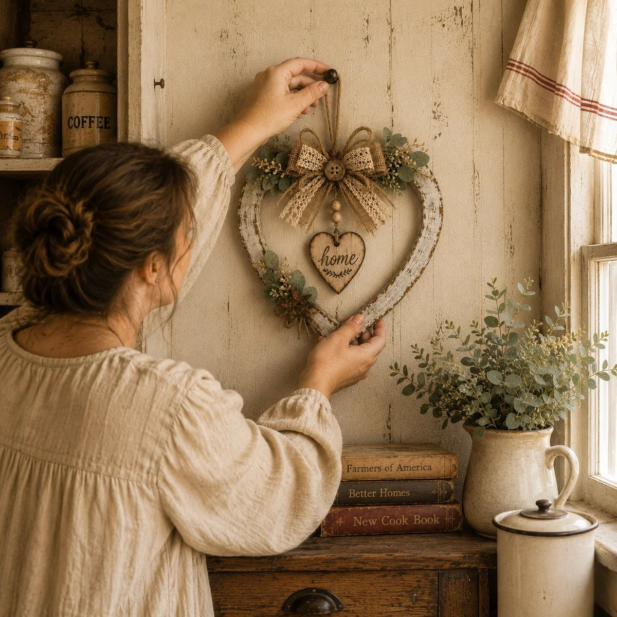 🤎🏡 Rustic Farmhouse Heart Wall Decor – Cozy “Home” Charm for Any Space ✨❤️