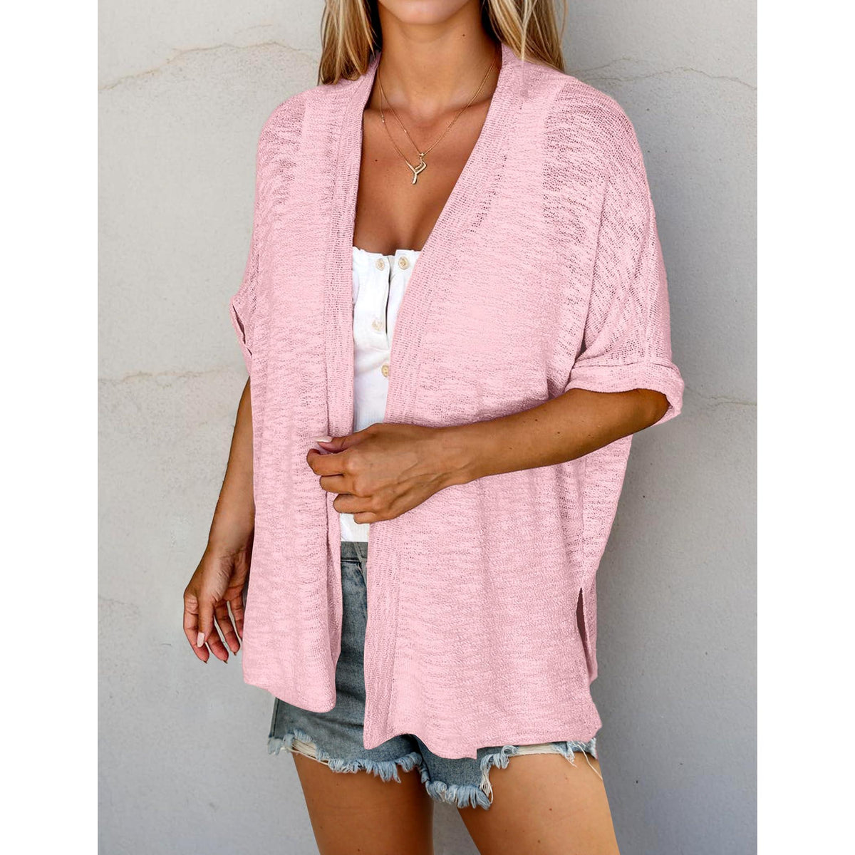 🔥Women's Lightweight Short Sleeve Knit Cardigan, Summer Beach Open Front Cover Up