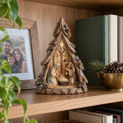 🎄✨ Old-World Lighted Nativity Trees – Warm Vintage Glow & Meaningful Christmas Décor ✝️🏡💛