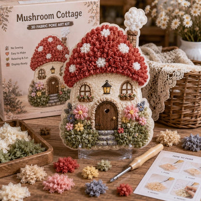 ⏰Last day Promotion 🔥-Whimsical Village 3D Fabric Poke Art Kit