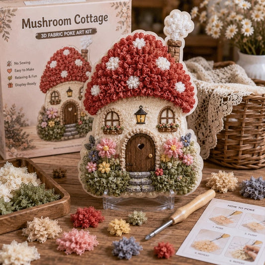 ⏰Last day Promotion 🔥-Whimsical Village 3D Fabric Poke Art Kit