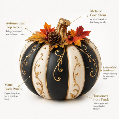 🔥 Last Day 50% OFF✨-Lighted Black & Ivory Pumpkin Decor with Remote