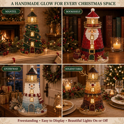🎄✨DIY Lighted Christmas Lighthouse Kit Handmade Sea Glass Craft Gift💕