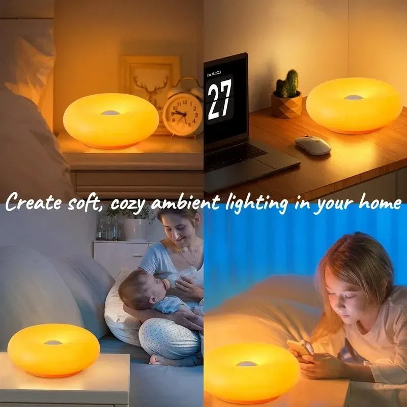 🍊🍩 Retro Acrylic Orange Donut Wall Lamp | Cozy RGB Glow