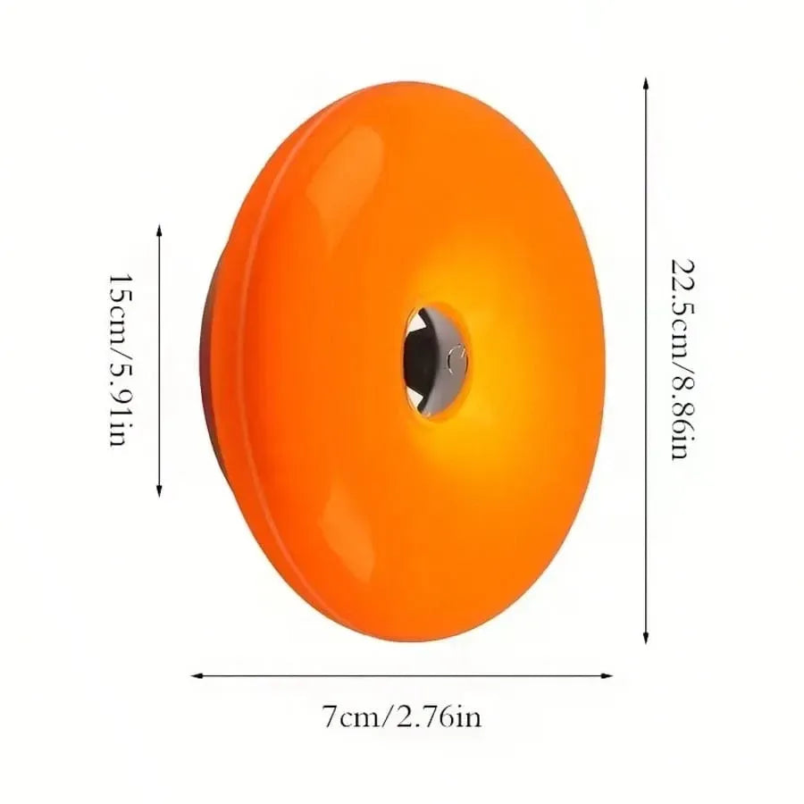 🍊🍩 Retro Acrylic Orange Donut Wall Lamp | Cozy RGB Glow
