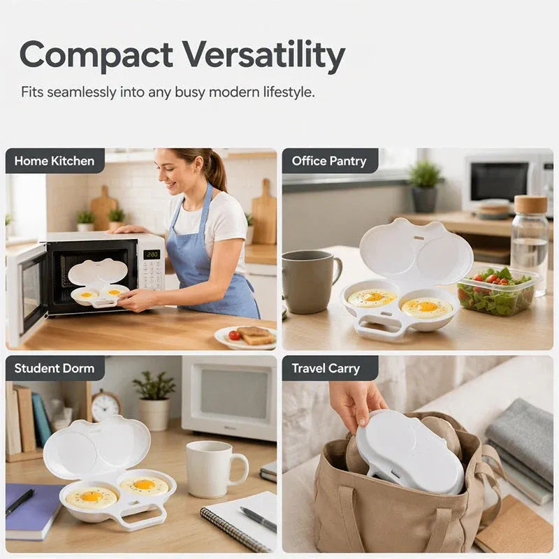 🥳2026 HOT SALE🥳💞50K+ SOLD! Microwave Egg Poacher – Dual‐cavity, non‐stick & easy clean. Healthier than frying