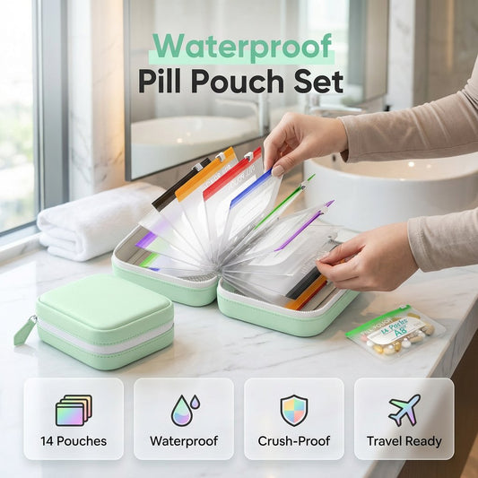 💊7 to 14 Days of Meds & Vitamins--💧Waterproof & Crush-Resistant Shell