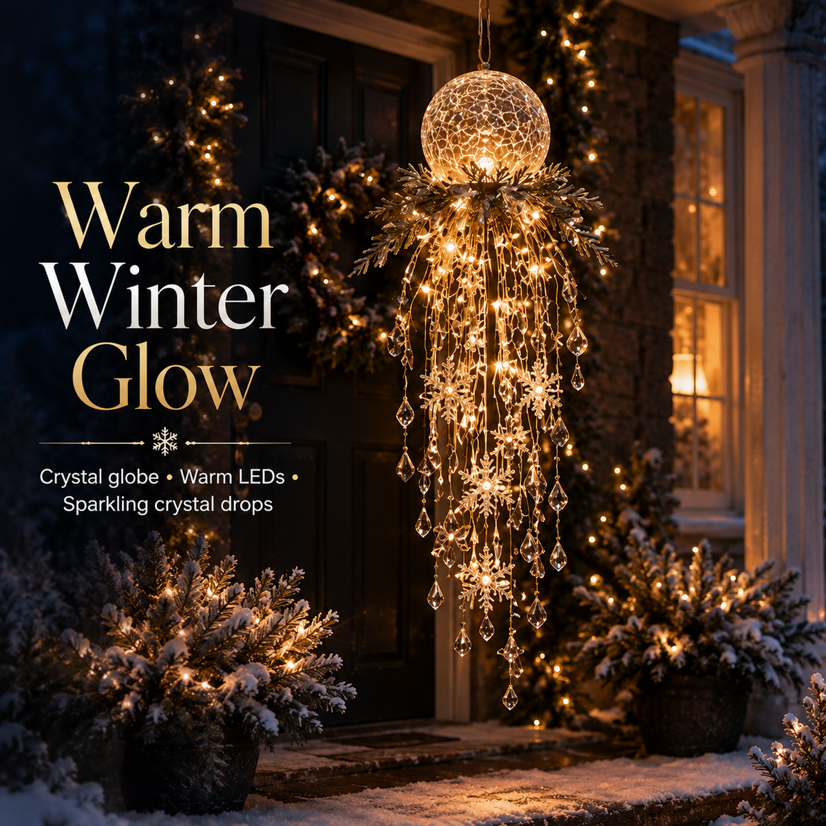 🔥LAST DAY 50% OFF❄️Christmas Hanging Snowflake & Crystal LED Light | Sparkling Porch & Holiday Decor✨