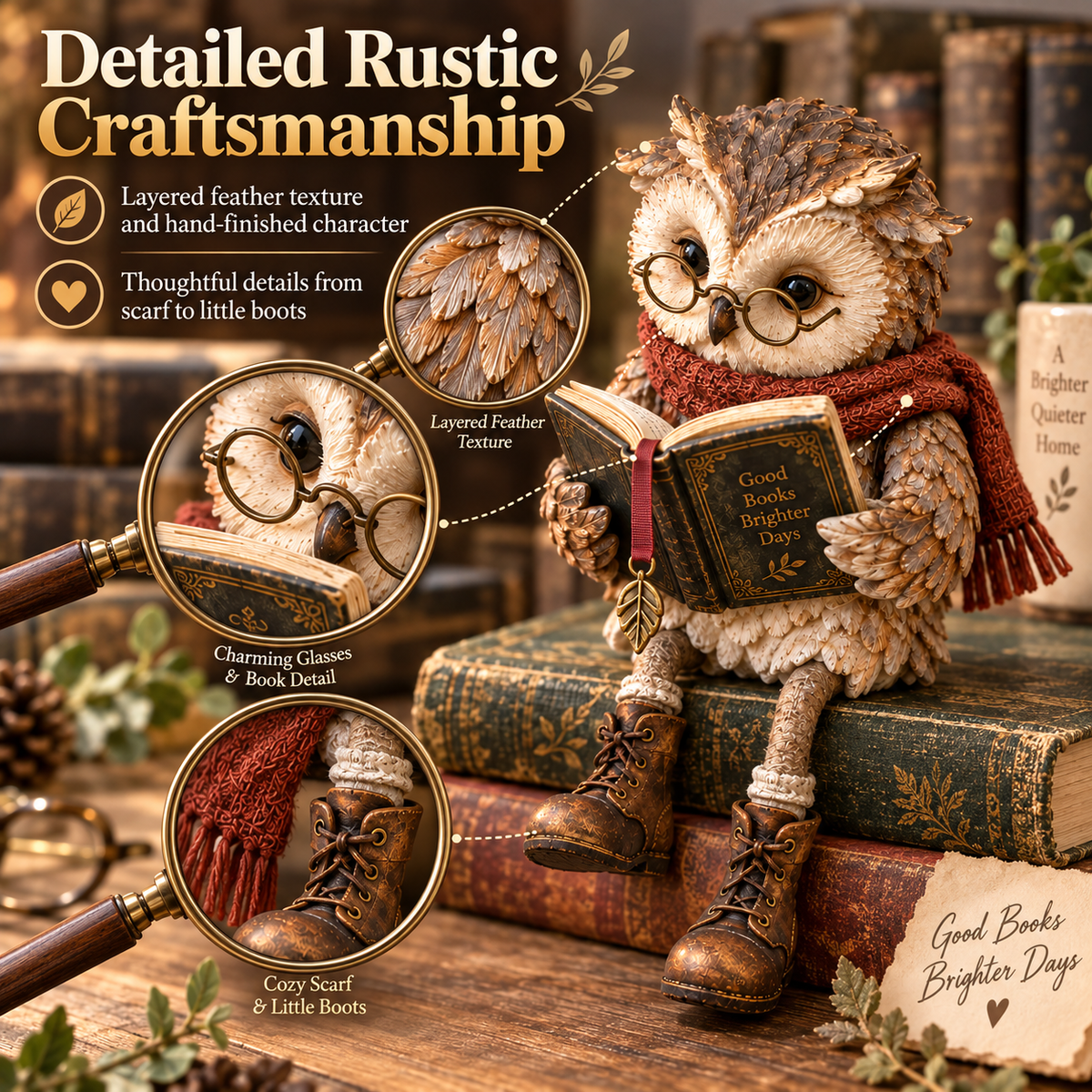 🦉🤎Reading Owl Figurine