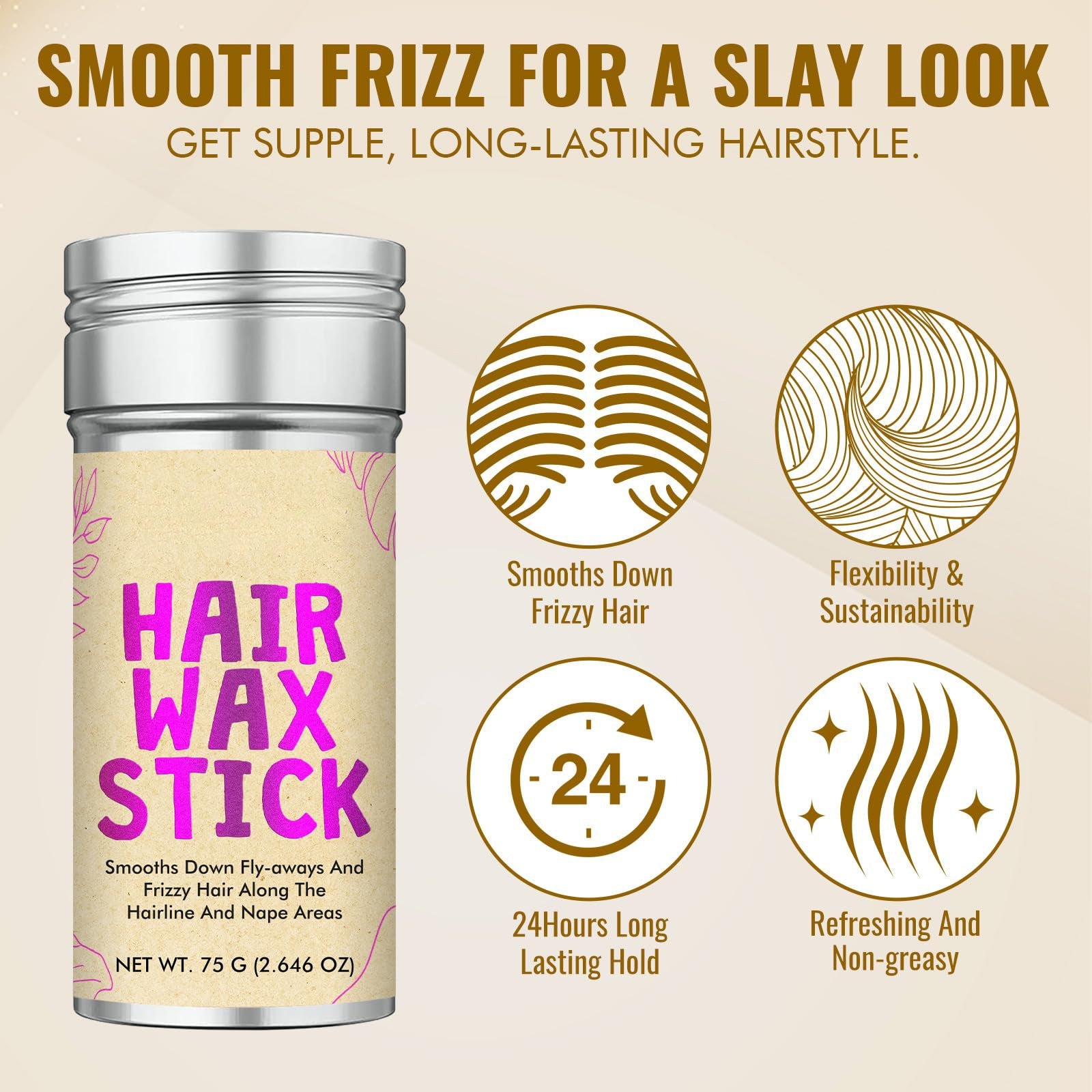 Hair Wax Stick - Flyaway Control and Styling Pomade for Kids, Women