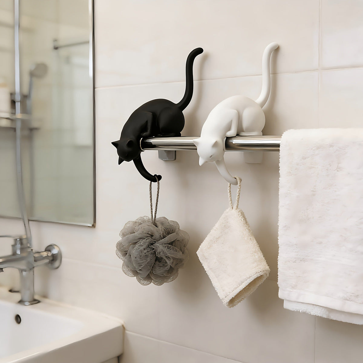 🐈‍⬛✨ Cute Cat Hook Shelf Decor – Adorable, Functional & Space-Saving! 🏠💡